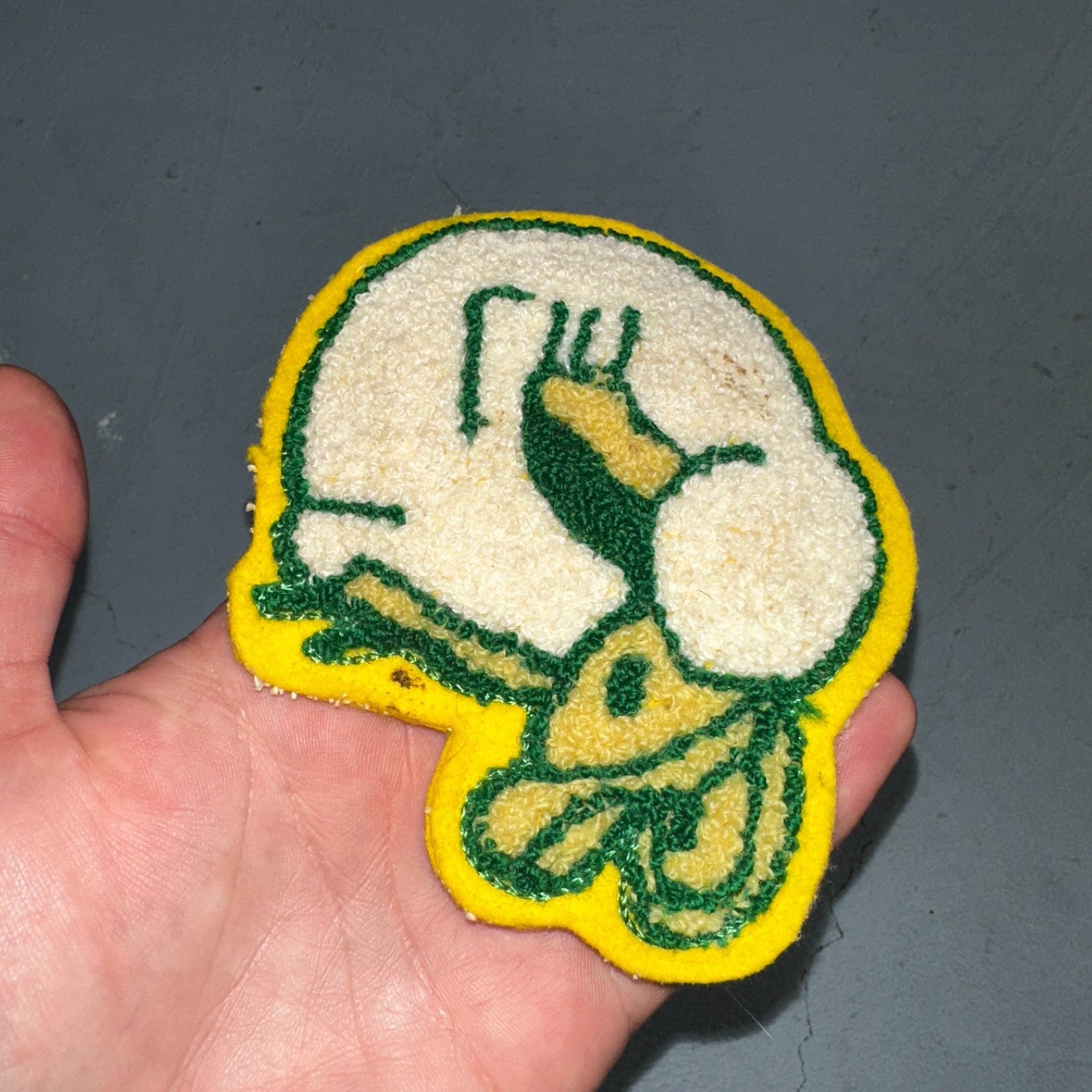 Vintage 1940s Chenille Varsity Patch Oregon Ducks Mascot Yellow Green Felt 40s