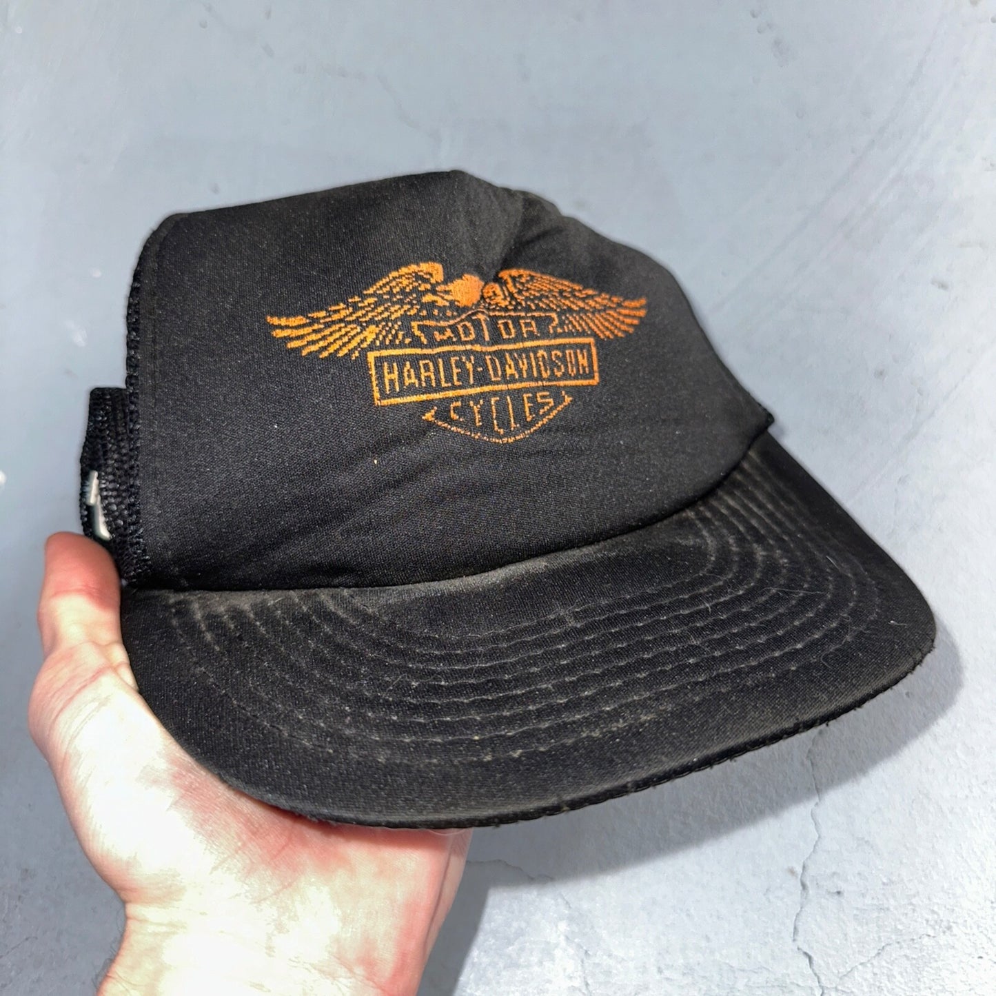 Vintage 1980’s Harley Davidson Motorcycles Snapback Foam Trucker Hat USED HEAVY