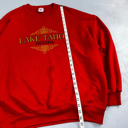 Lake Tahoe Sweatshirt 90s VTG Crewneck Nevada Basic Red JERZEES Sweat XL