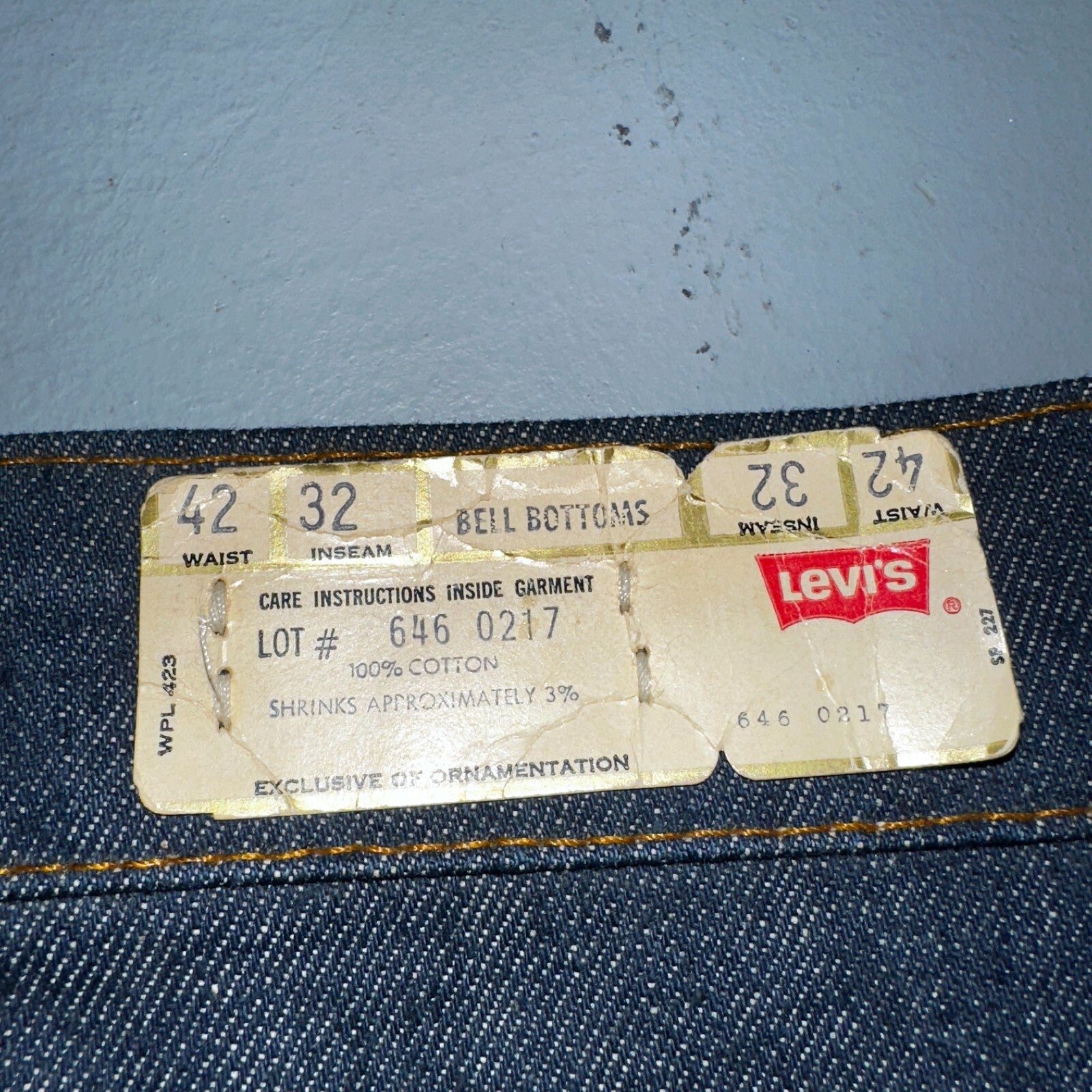 Levis 646 Deadstock 70s USA Orange Tab Bootcut Flare Bell Bottom NOS Jeans 42x32