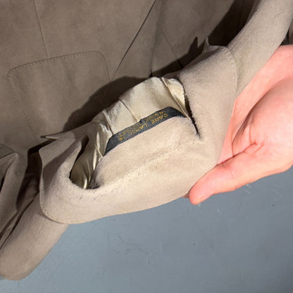 VTG Ultra Suede Blazer Men 42 Sports Coat 2 Button Western Beige Brown