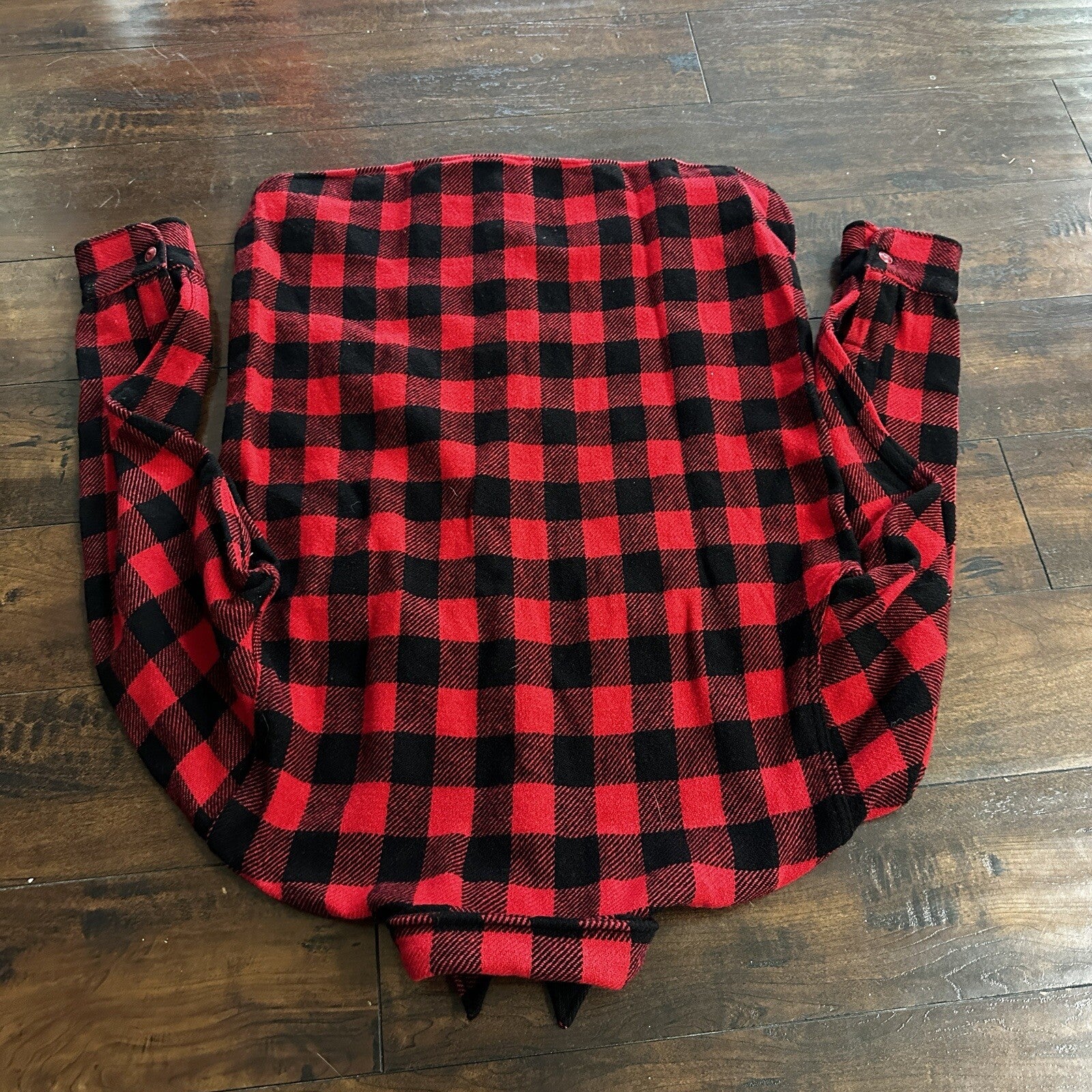1950's vtg Buffalo Plaid Flannel L/S Jac Over Shirt Med Red Black 50s 60s Worn