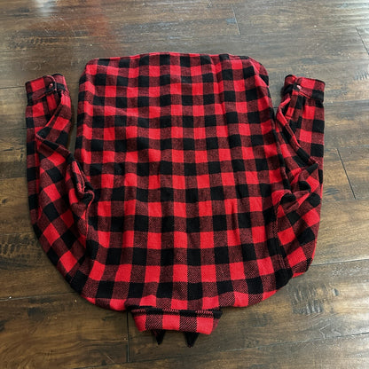 1950's vtg Buffalo Plaid Flannel L/S Jac Over Shirt Med Red Black 50s 60s Worn