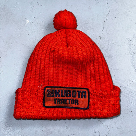 Vintage Kubota Tractor Knit Beanie Winter Hat Cap Orange Sports Car Cozy Branded