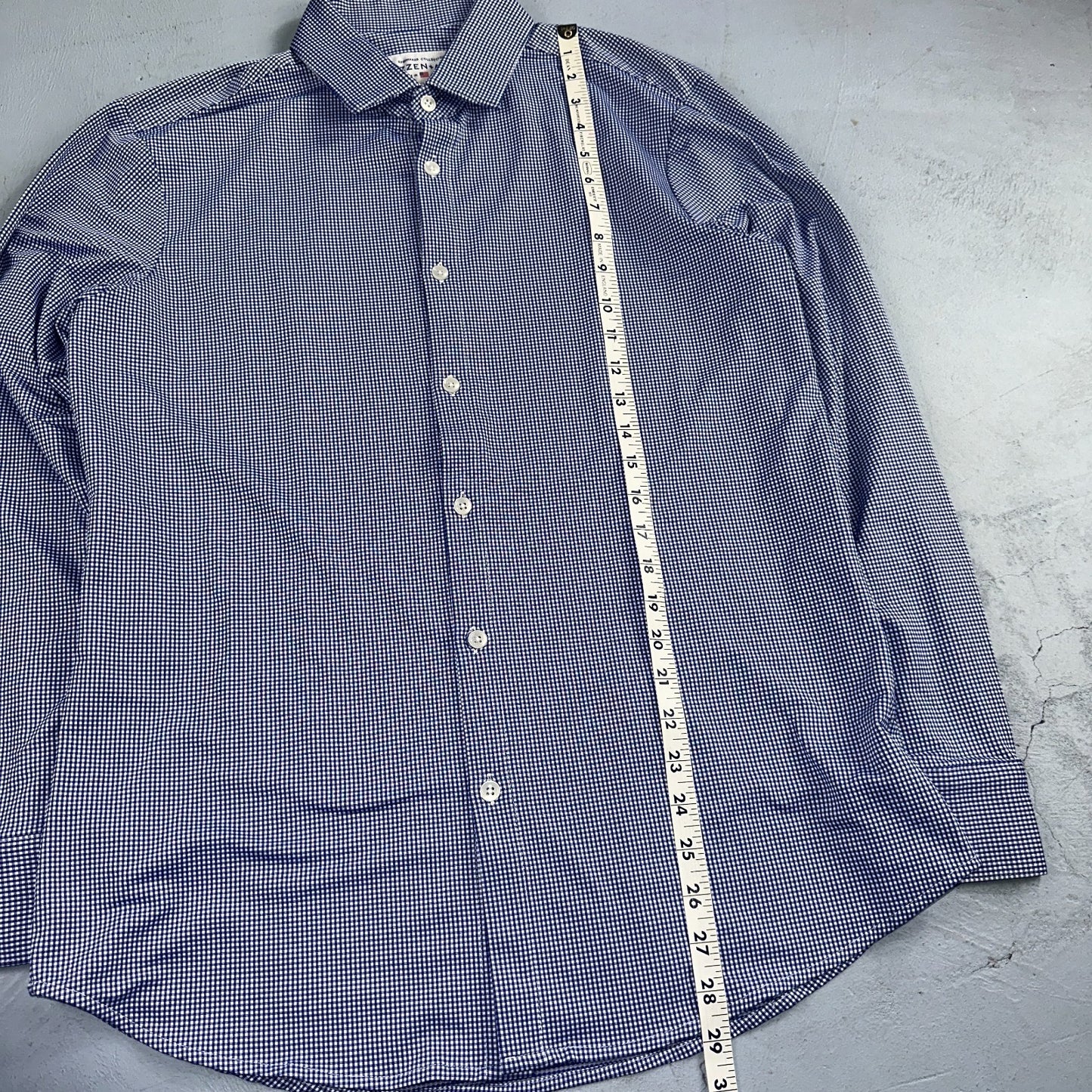 Mizzen Main Spinnaker Collection Shirt Mens L Trim Fit Navy Gingham Performance