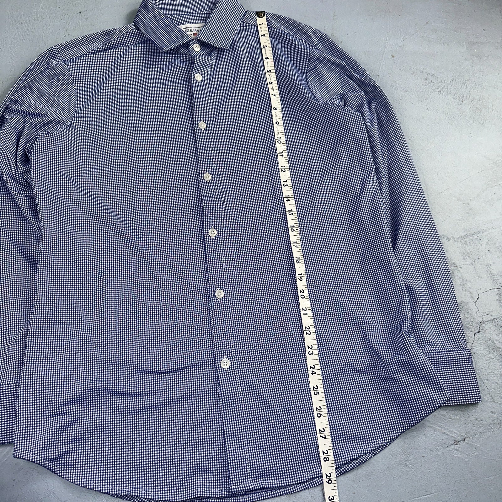 Mizzen Main Spinnaker Collection Shirt Mens L Trim Fit Navy Gingham Performance