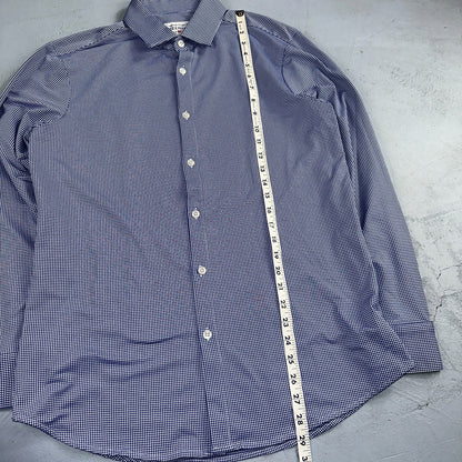 Mizzen Main Spinnaker Collection Shirt Mens L Trim Fit Navy Gingham Performance