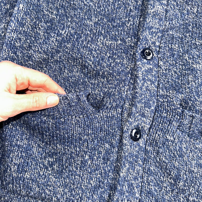 Levis Women's M Woolmark Blend Knit Blue Long Sleeve Button Up Sweater VTG