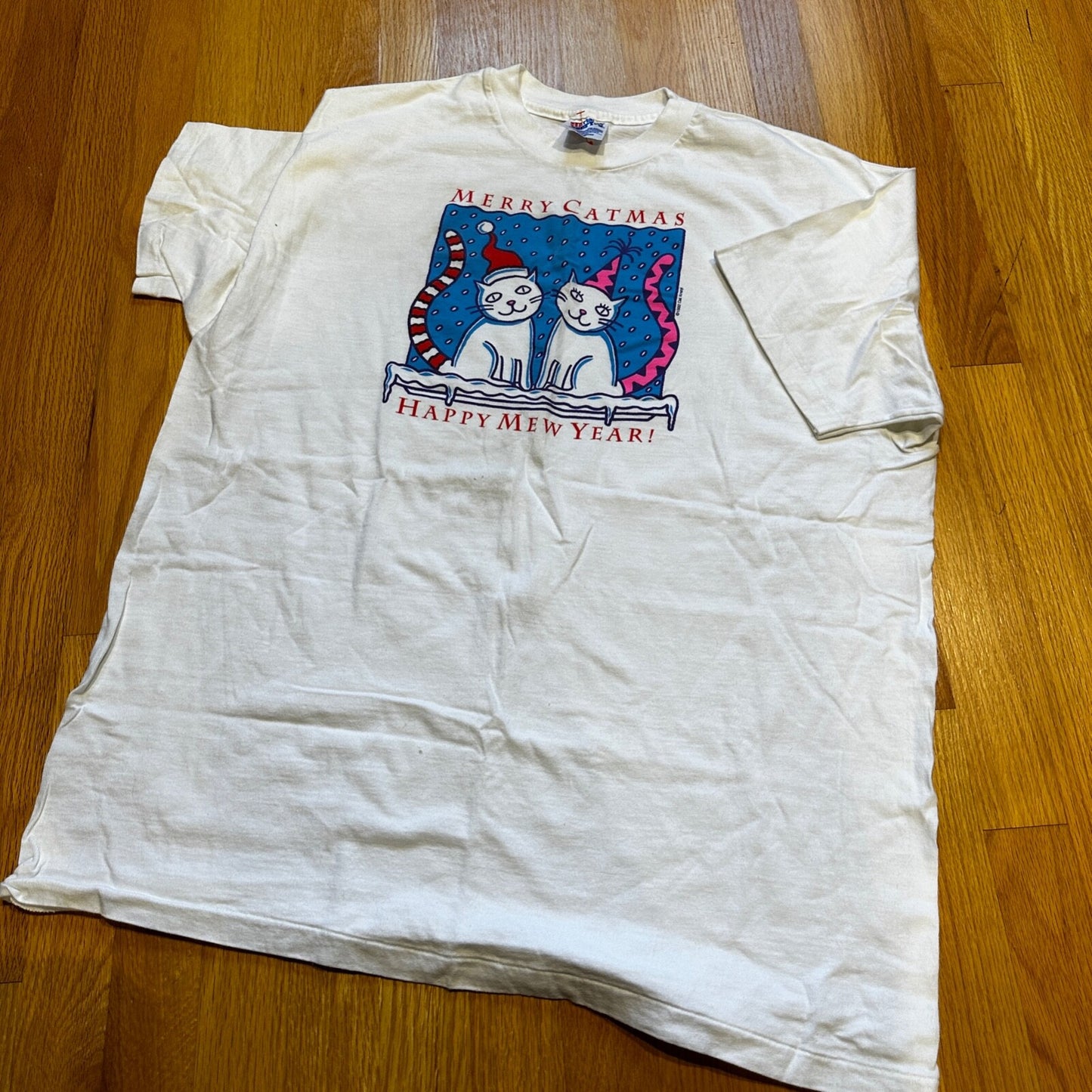 Merry Catmas Cats Vintage T Shirt Christmas New Year Animals Lover Cute Holiday