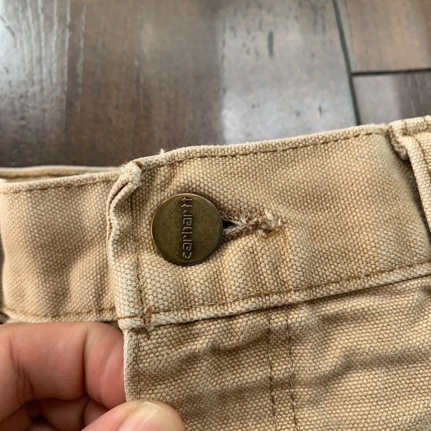 Vintage USA Made Carhartt Men's Thrashed Canvas Carpenter Shorts 90s Double Knee