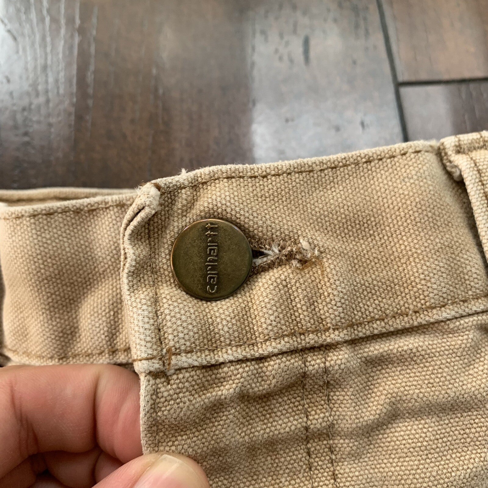 Vintage USA Made Carhartt Men's Thrashed Canvas Carpenter Shorts 90s Double Knee