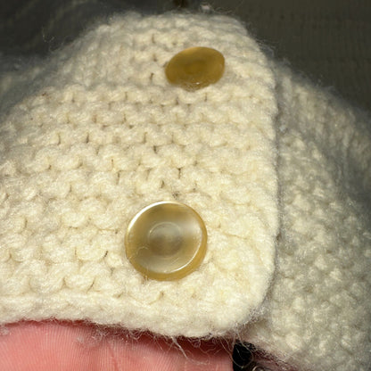 1970s VTG Sweater Cable Knit 70s 80s Ivory Off White Warm Grandma Core Button Up