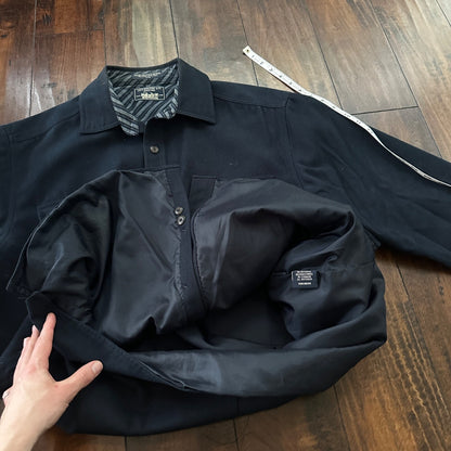 Levis Jacket Shirt Men L Blue Navy Button Up Flannel Lined Shacket Vtg