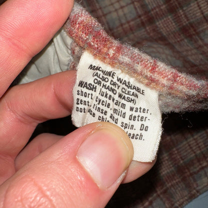 Pendleton Vintage 70s Woolen Mills Virgin Wool Lodge Shirt Red Plaid Mens L