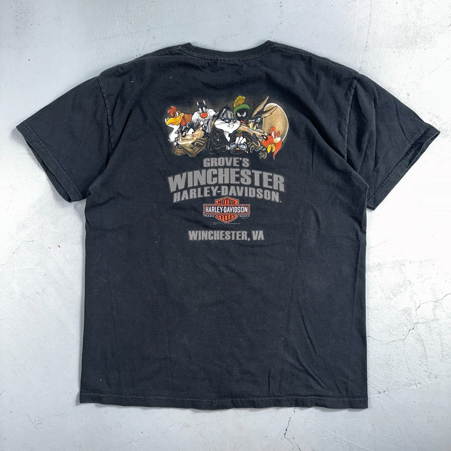 Harley Davidson Looney Tunes VTG T Shirt Motorcycle Bike Graphic Winchester Y2K