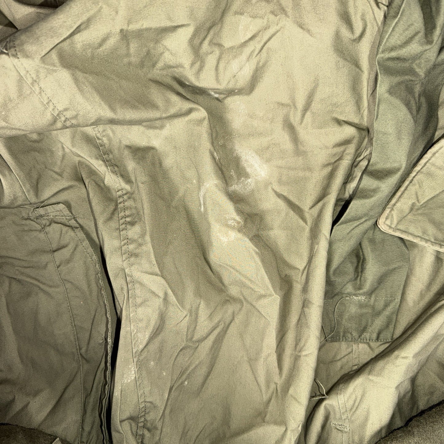 1950 US Army OD-7 Overcoat Cotton No Liner Korean War Trench Coat Belted OG 107