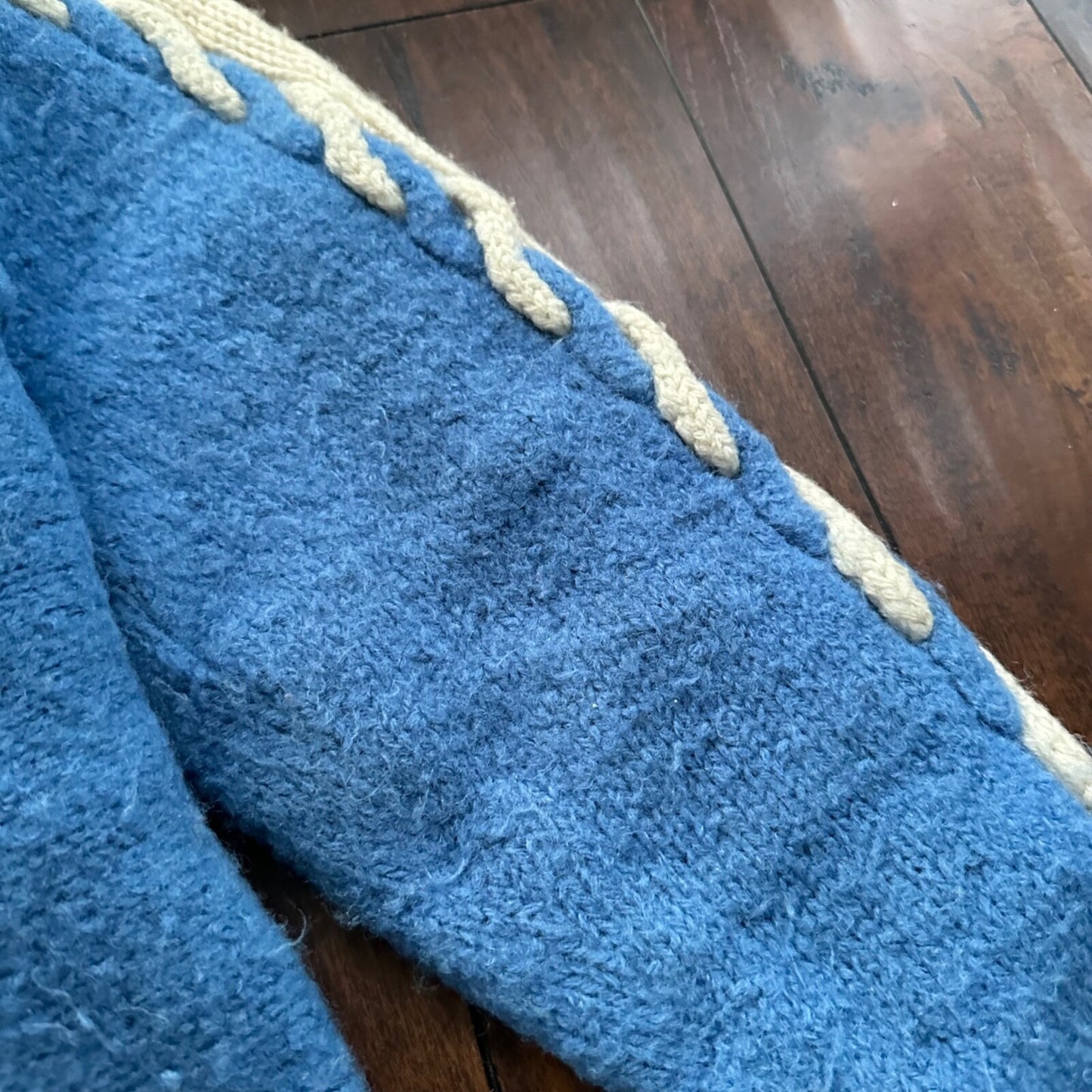 Vintage Handmade Wool Knit Sweater S Blue Pattern 1940s 1950s Rare 40s 50s WWII