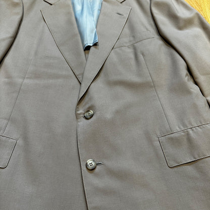 1960s Beige Sport Jacket VTG Mens Suit 44 36x29 Rockabilly Solid Tan Pants 60s