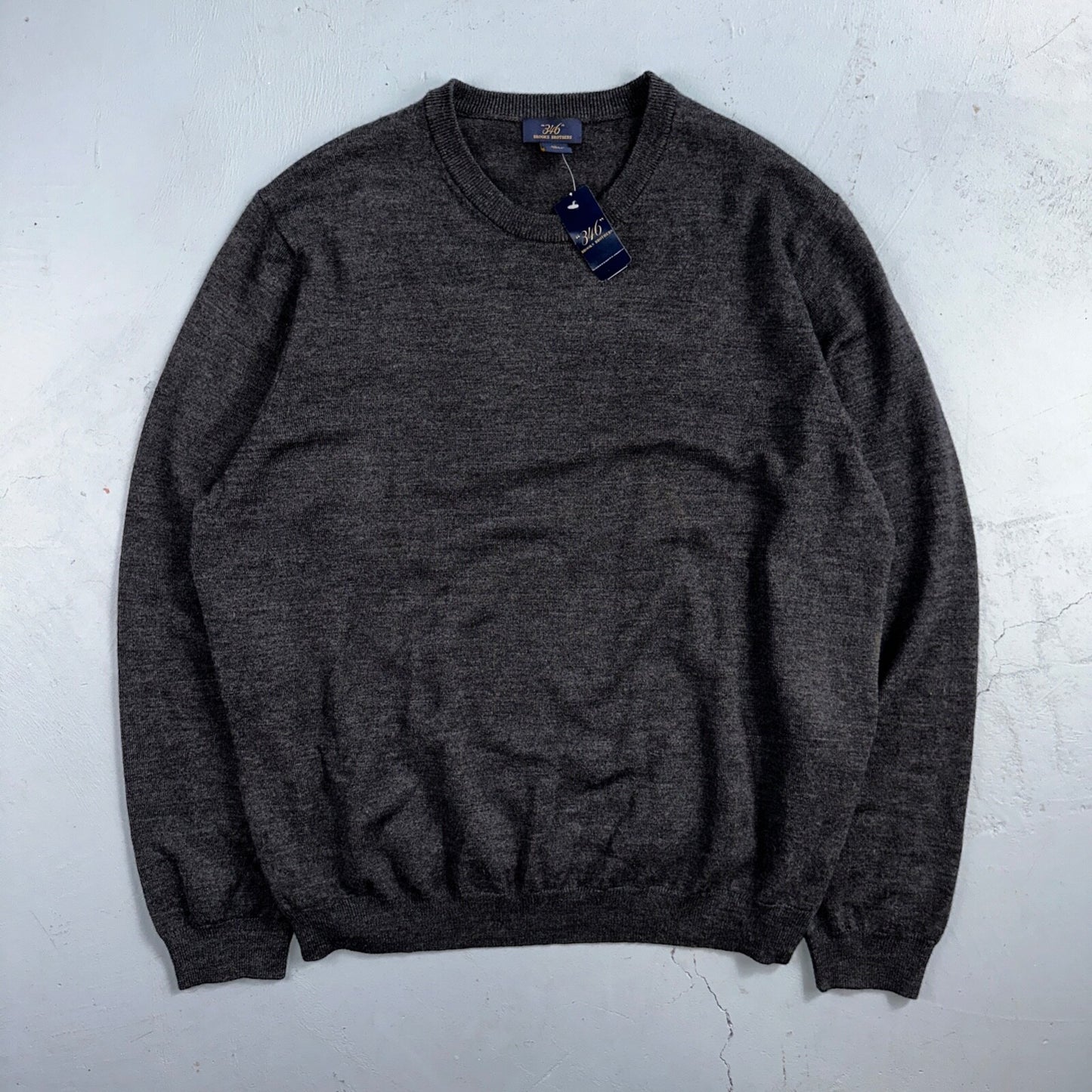 346 Brooks Brothers Mens XL Fine Italian Merino Wool Gray Sweater Tags