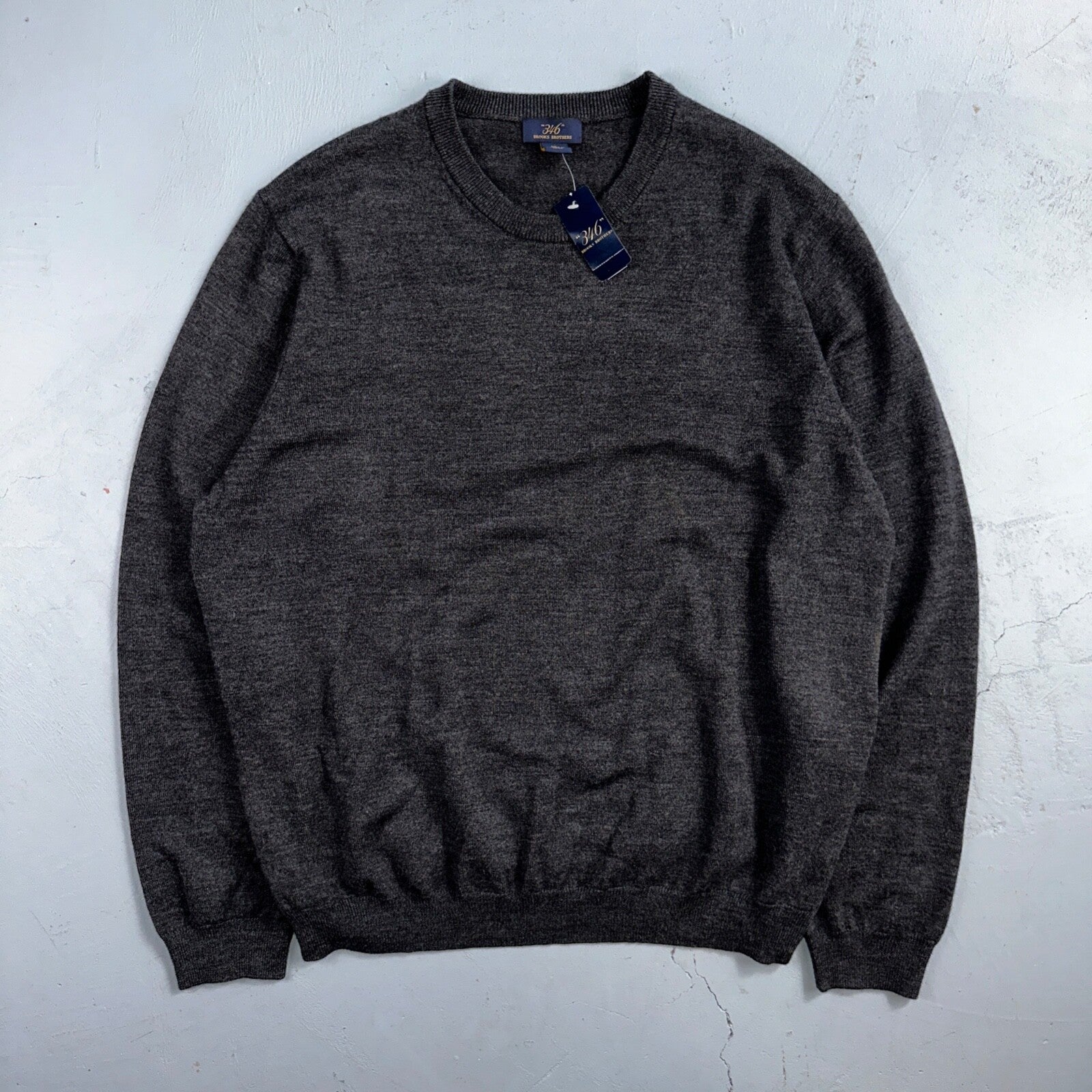 346 Brooks Brothers Mens XL Fine Italian Merino Wool Gray Sweater Tags