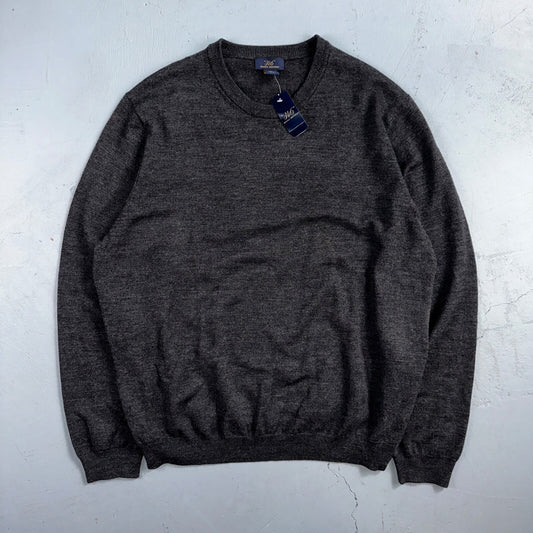 346 Brooks Brothers Mens XL Fine Italian Merino Wool Gray Sweater Tags