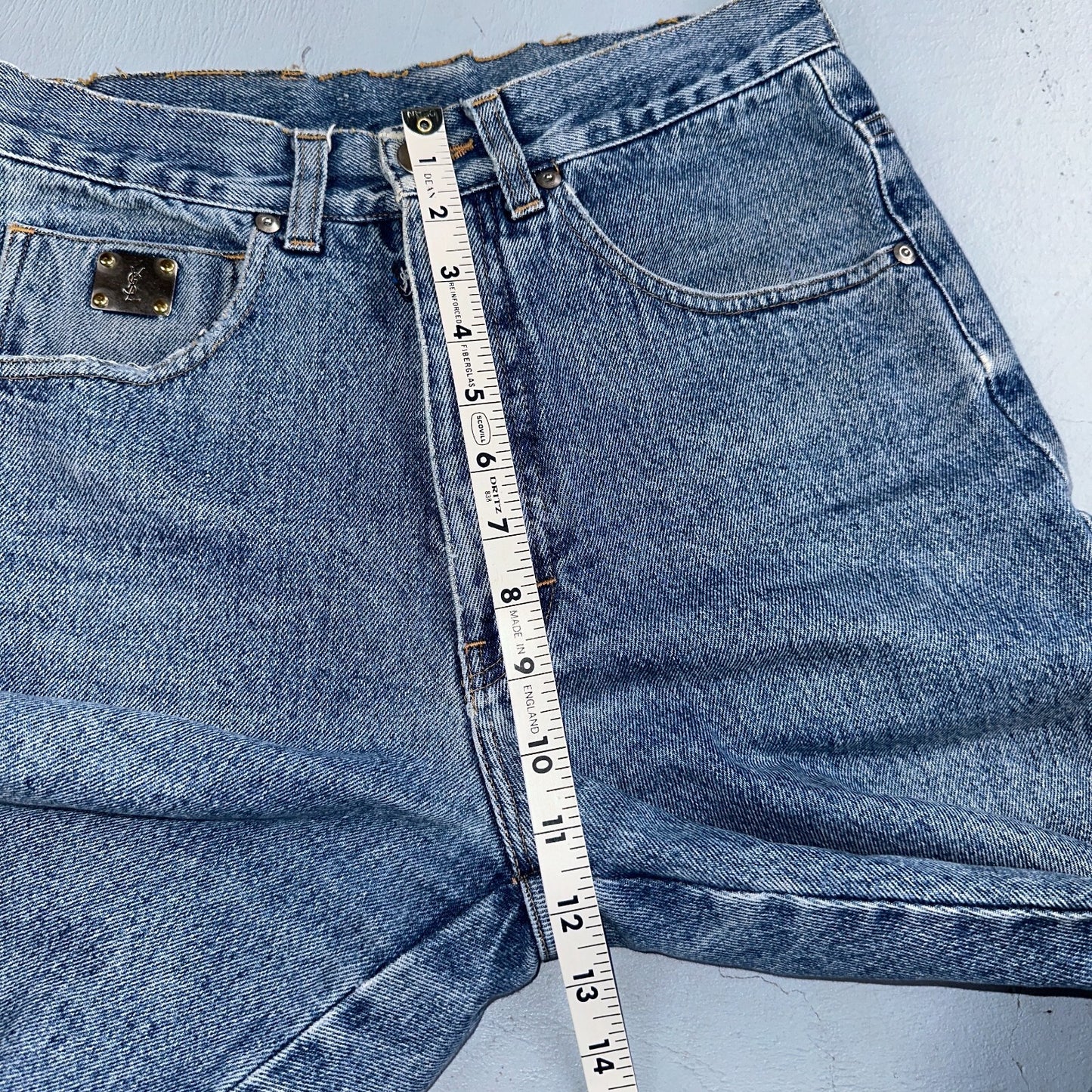 Vintage YSL Yves Saint Laurent Blue Denim Jeans Size 26x31 90s Womens Straight