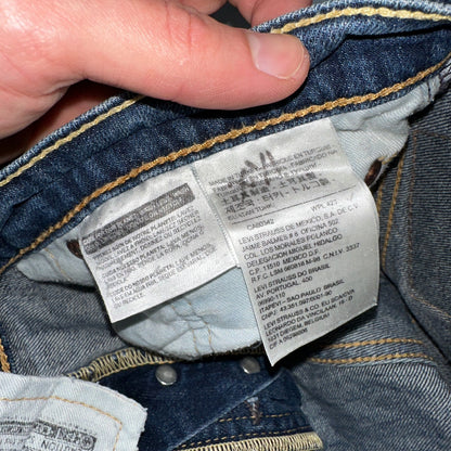 Levis 501 Y2K XX Straight Leg Jeans Blue VTG Whiskers Wash 34x30 Act 34x29