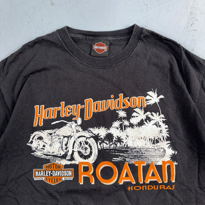 Harley Davidson Roatan VTG T Shirt Hondurs Bike Black Motorcycle Y2K Grunge Cool