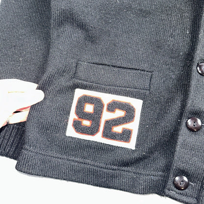 Vintage 1990s Dehen Varsity Letterman Cardigan Sweater Size 44 Black 1992 NS