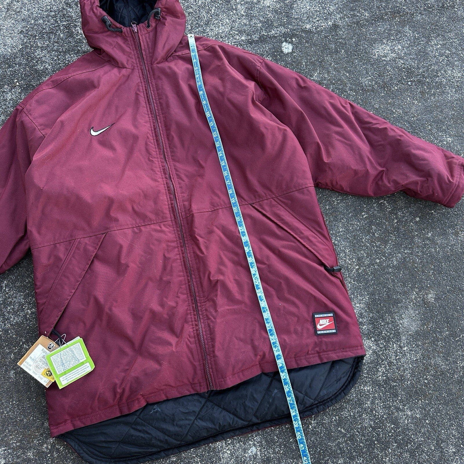 VTG 90s Nike Team Sports Logo Spellout Coat Jacket Parka Men’s M 1990s Red