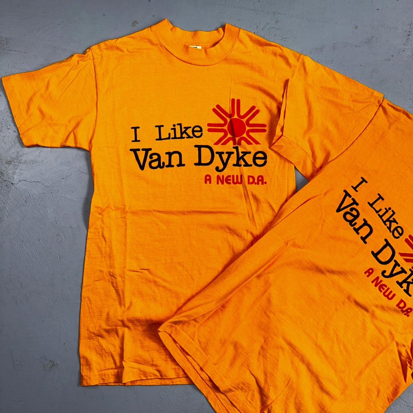 70s Hanes I Like Van Dyke VTG T Shirt Sun Funny Car Driving Girl Political 1970s