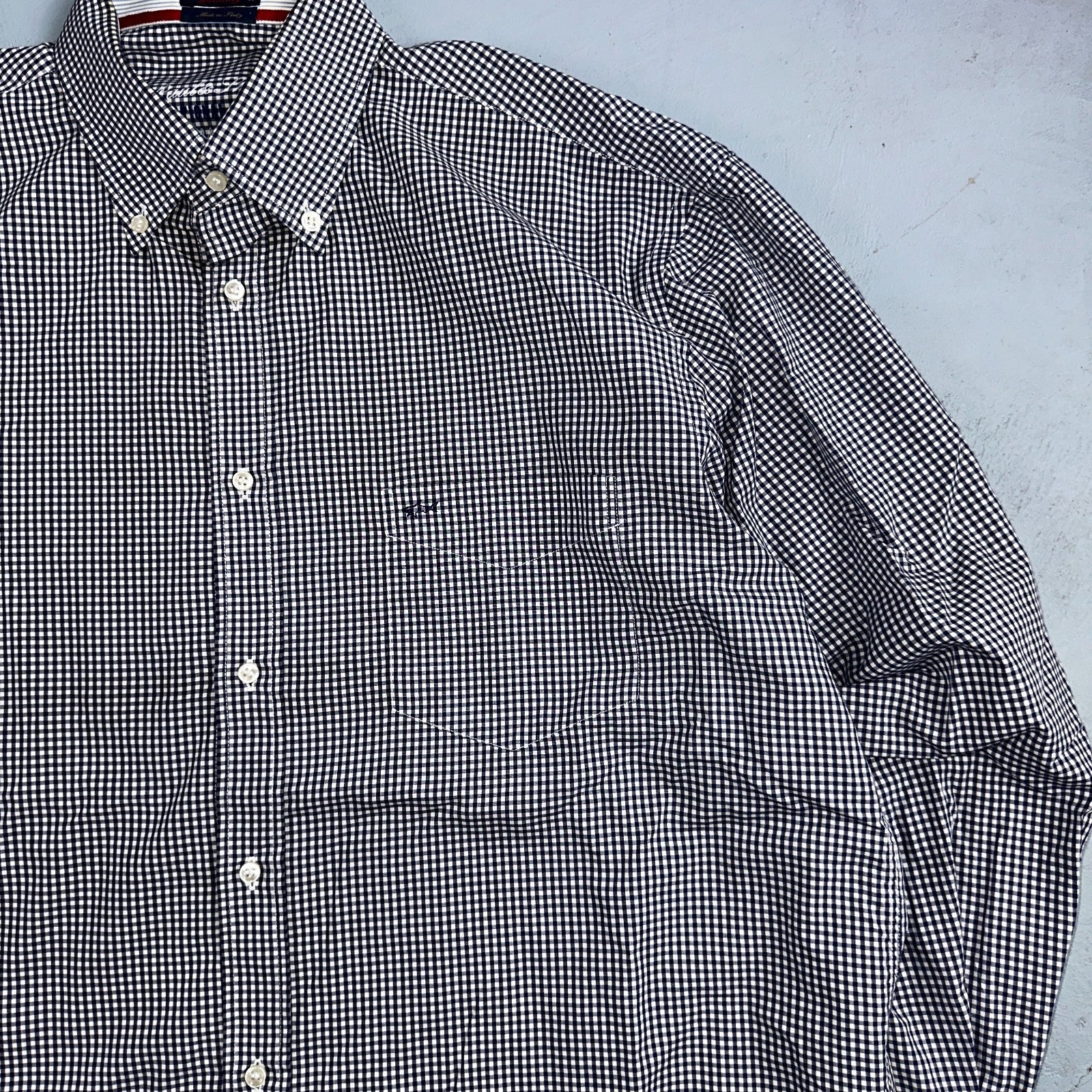 Paul & Shark Yachting Mens 44 Long Sleeve Button Down Shirt Checkered Hamptons