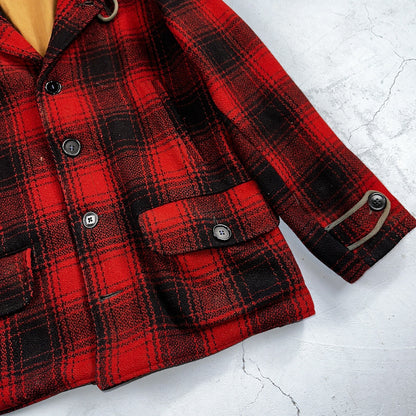 1950s Dryback Coat Wool Buffalo Plaid Heavy Hunting Jacket VTG Mackinaw 50s 40s