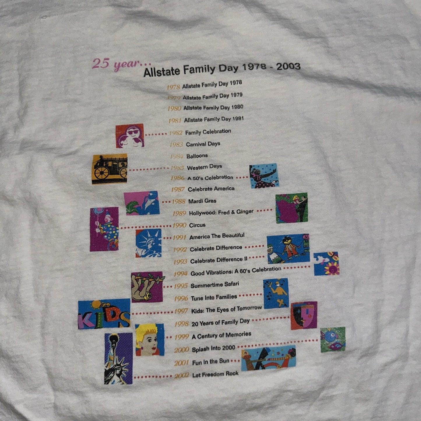 Hanes All State Cool Graphic Y2K Vintage T Shirt Carnival Ferris Wheel Balloons