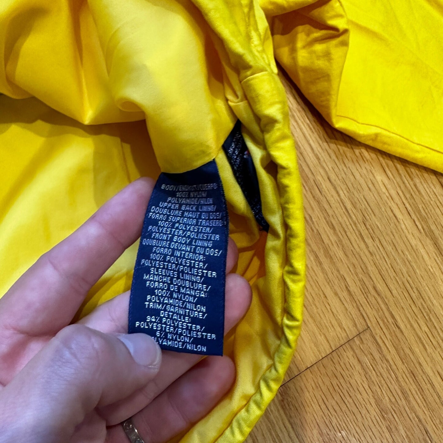 VTG 90s Tommy Hilfiger Yellow Lightweight Full Zip Rain Wind Jacket Sailing Boat