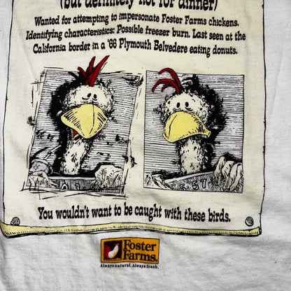 Foster Farms Wanted Chicken VTG T Shirt Funny Y2K 2XL Beige Boho Graphic Fun