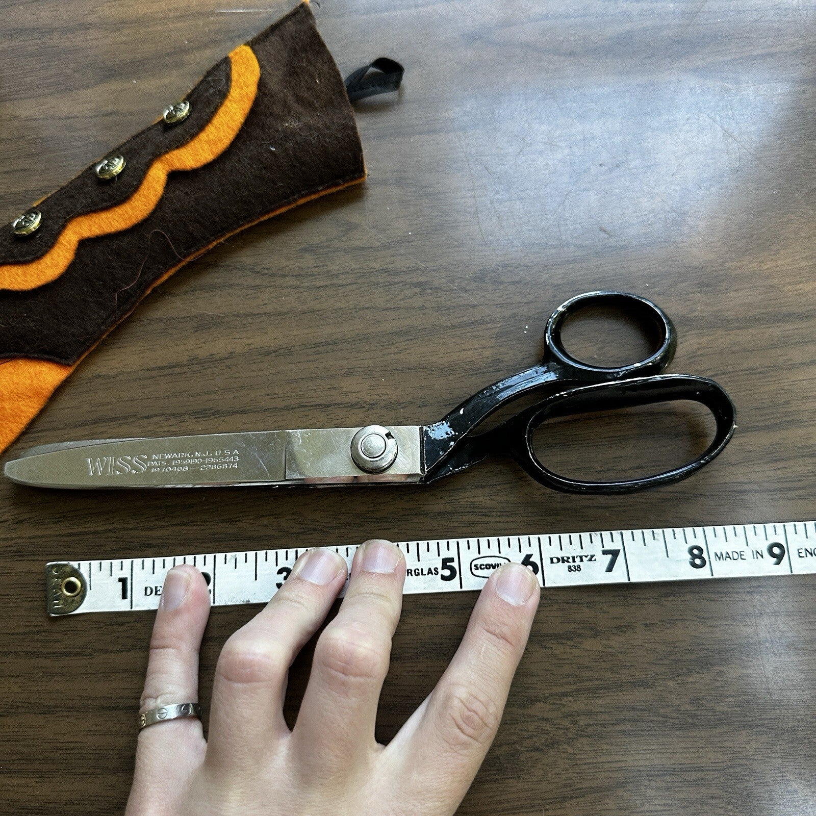 WISS Pinking Scissors Shears Newark NJ  Pat 1959190-1965443 Sewing Zig Zag Vtg