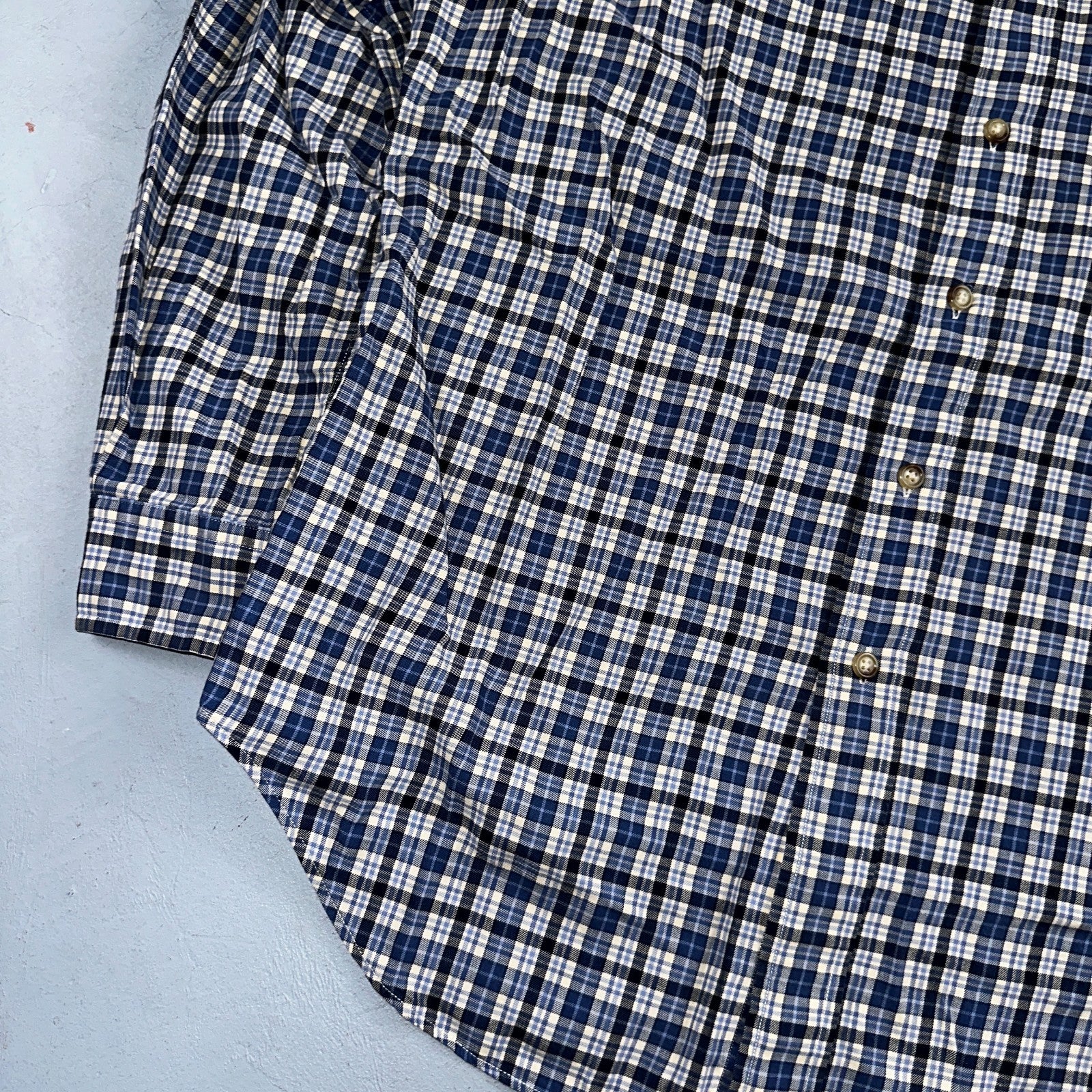 Ralph Lauren Button Up Shirt Men’s M Blue White Checker Plaid Long Sleeves