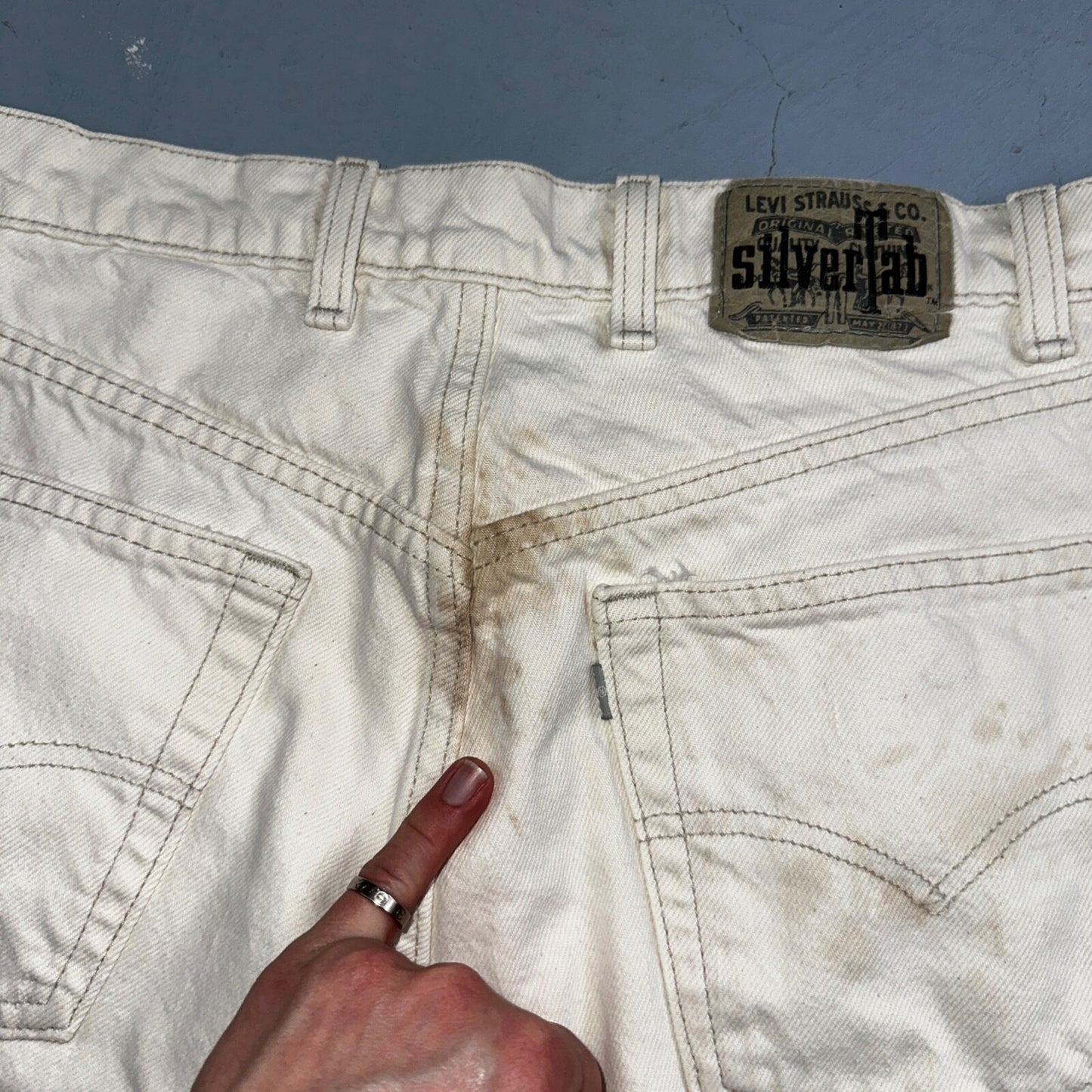 Levis SilverTab Vintage USA 90s Baggy Denim Jeans White Silver 34x30 Act 32x29