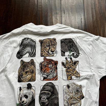 Anvil 90s Zoo Animals Cheetah Tigers Panda Vintage T Shirt Single Stitch 1990s