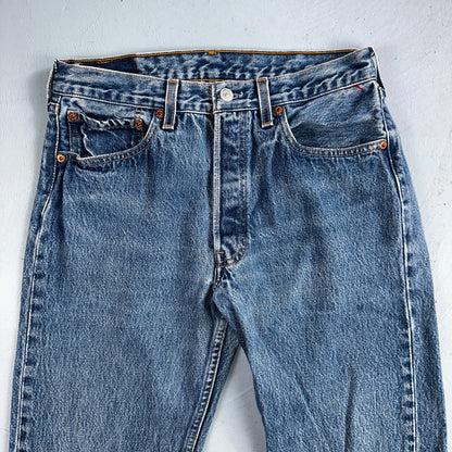 Levis 501 Vintage 90s USA XX Straight Leg Jeans Blue Med Wash 32x36 Act 29x32