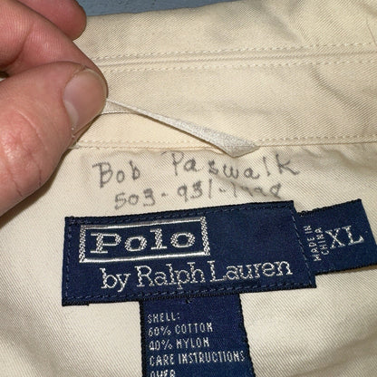 Polo Ralph Lauren Jacket VTG 90s Mens XL Tan Khaki Dad Full Zip Side Belted