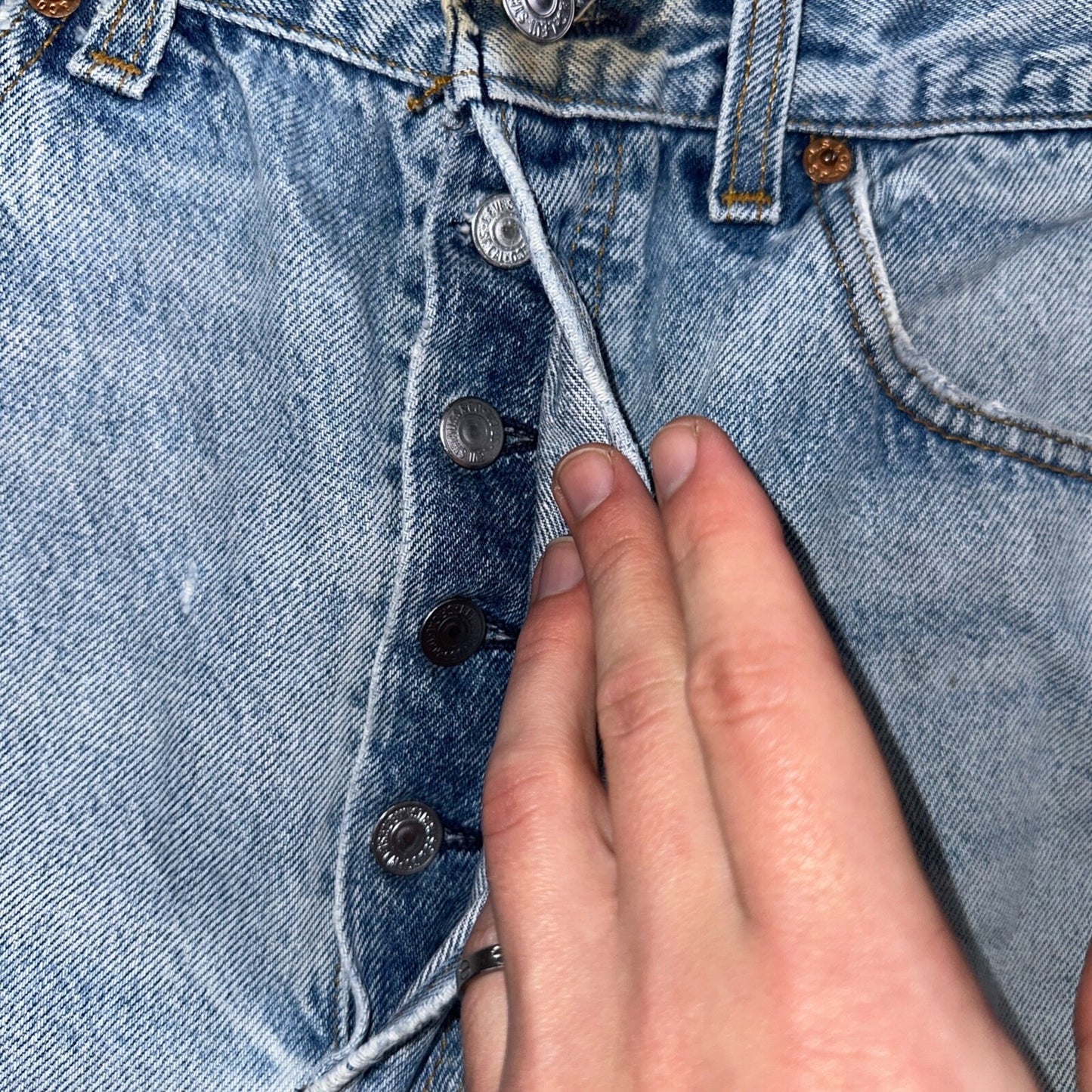 Levis 501 Vintage 90s USA XX Straight Leg Jeans Blue Light Wash 34x36 Act 31x31