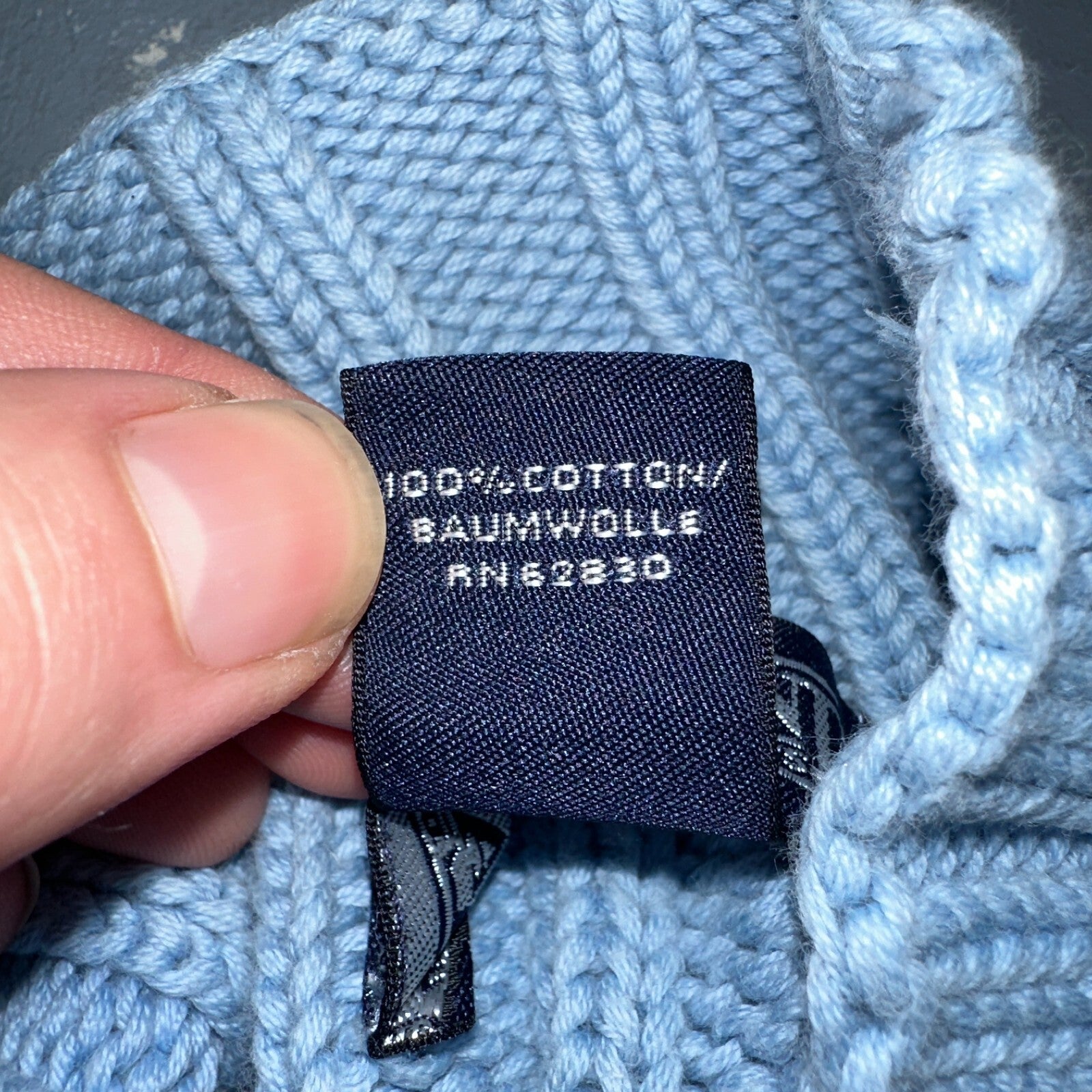 Vintage 90s Lands End 100% Cotton Chunky Ribbed Knit High Neck Sweater Size L