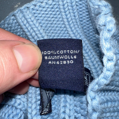 Vintage 90s Lands End 100% Cotton Chunky Ribbed Knit High Neck Sweater Size L