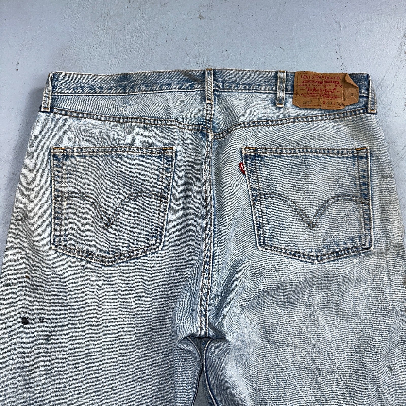 Levis 501 Vintage 90s Mexico Straight Leg Jeans Blue Light Wash 40x30 Act 40x28
