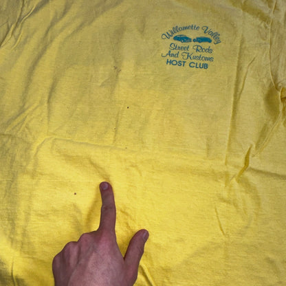 Good Guys Salem Oregon Hanes 80s VTG T Shirt Yellow Single Stitch Cars Racing