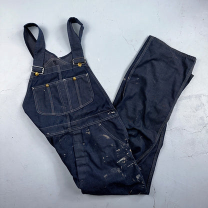 Vintage Sears Sanforized Denim Union Made Blue Jean Bib Overalls 36x28 60s
