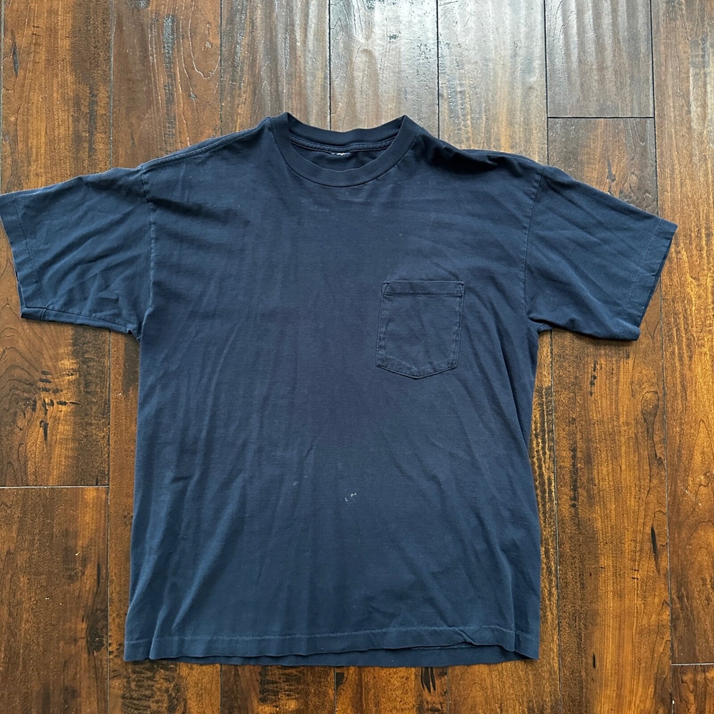 Navy Blank Thrashed Stained 1980s 80s 90s Vintage T Shirt Lot Basic Blue