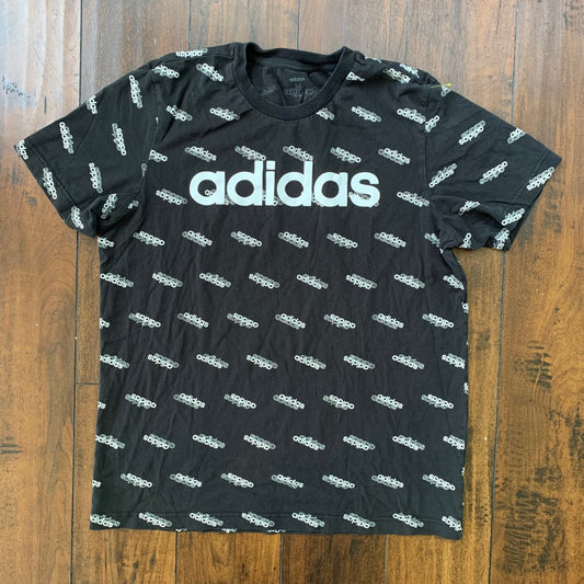 Adidas All Over Logo Print Kanye West Vintage Style T Shirt Y2K Sports Boost 350